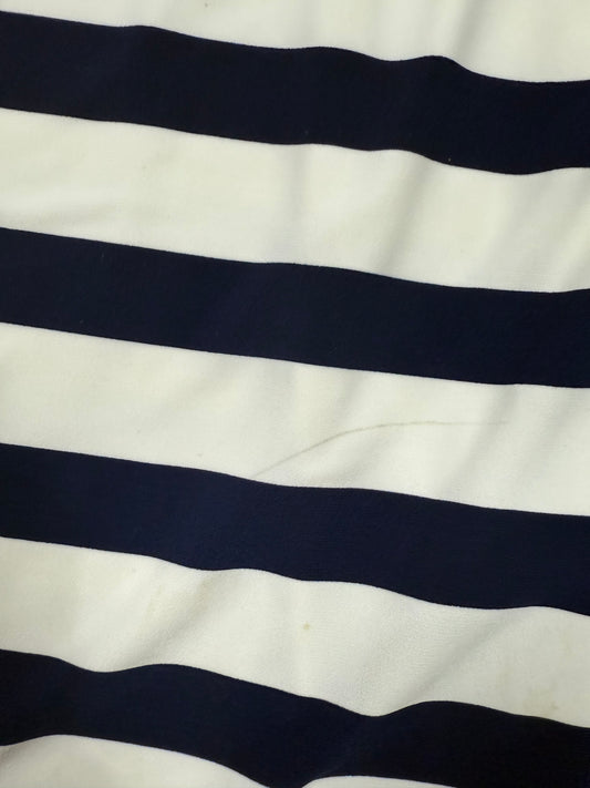 【LAUREN RALPH LAUREN】ストライプ柄 ノースリーブ ワンピース ネイビー×ホワイト レディース サイズ2 | 上品ドレープデザイン