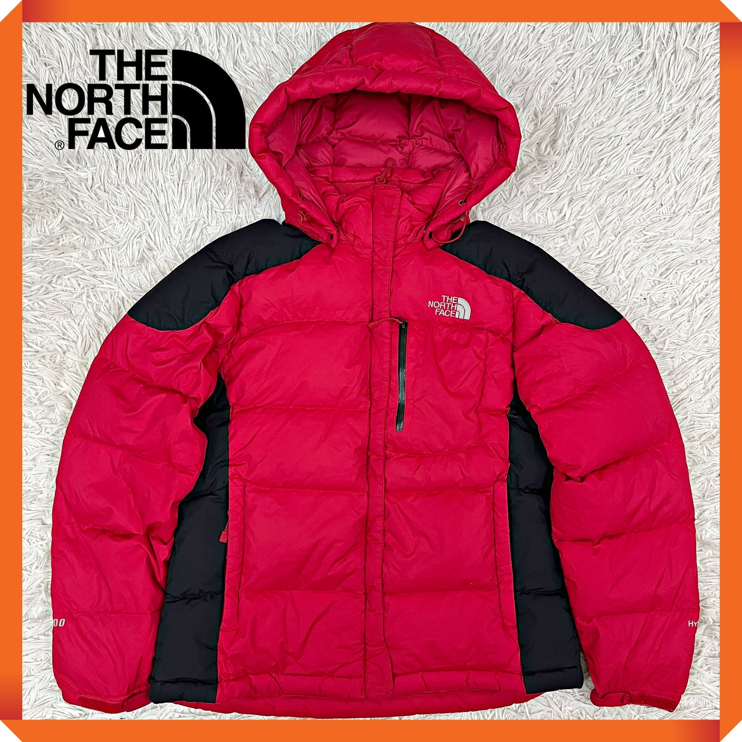 THE NORTH FACE（ザ・ノースフェイス）700フィル HYVENT ダウンジャケット レッド×ブラック レディースL（90）#44