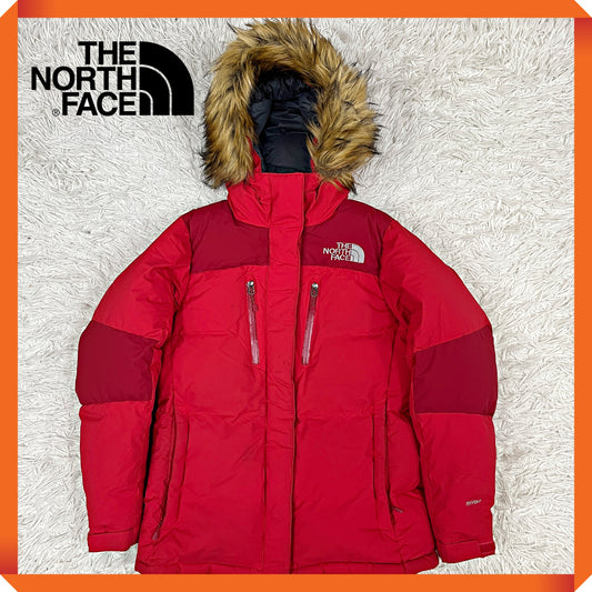 THE NORTH FACE（ザ・ノース・フェイス）HyVent ダウンジャケット レディースL レッド ファー付き 撥水仕様 #52