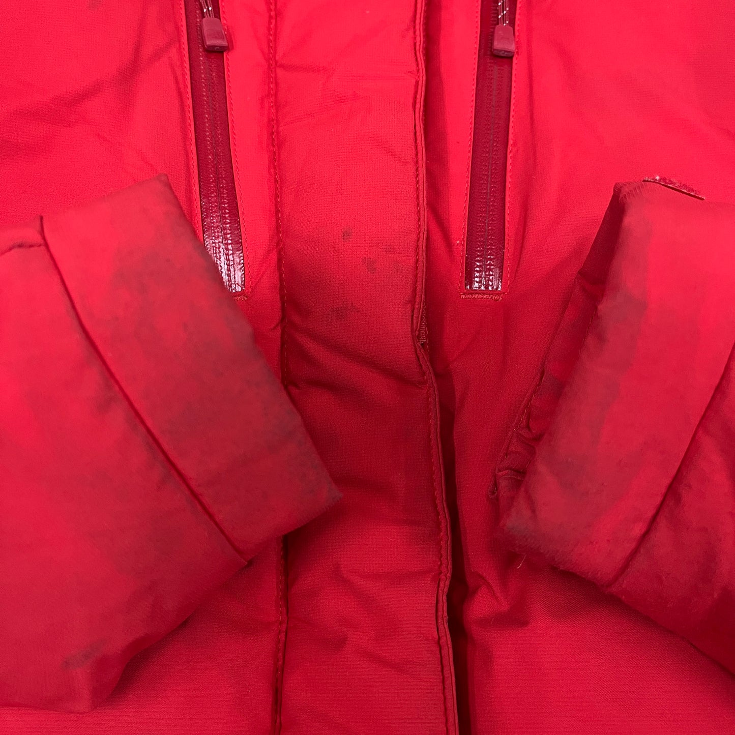 THE NORTH FACE（ザ・ノース・フェイス）HyVent ダウンジャケット レディースL レッド ファー付き 撥水仕様 #52