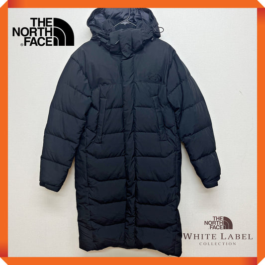 THE NORTH FACE ザ・ノース・フェイス White Label GORE WINDSTOPPER ロングダウンベンチコート メンズ S ブラック フード着脱可 #55