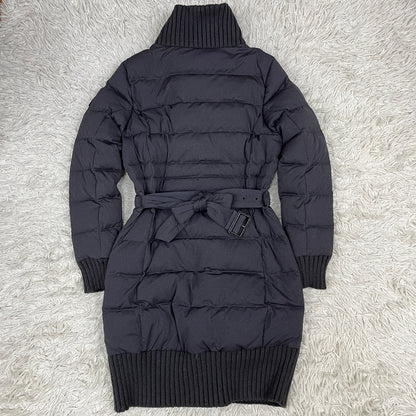 THE NORTH FACE WHITE LABEL ノースフェイス ホワイトレーベル ロングダウンコート リブ付き ベルト付き グレー レディース M（90）#60