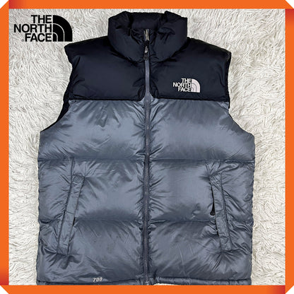 THE NORTH FACE ノースフェイス 700フィル ダウンベスト ブラック×グレー メンズXL（105）#62