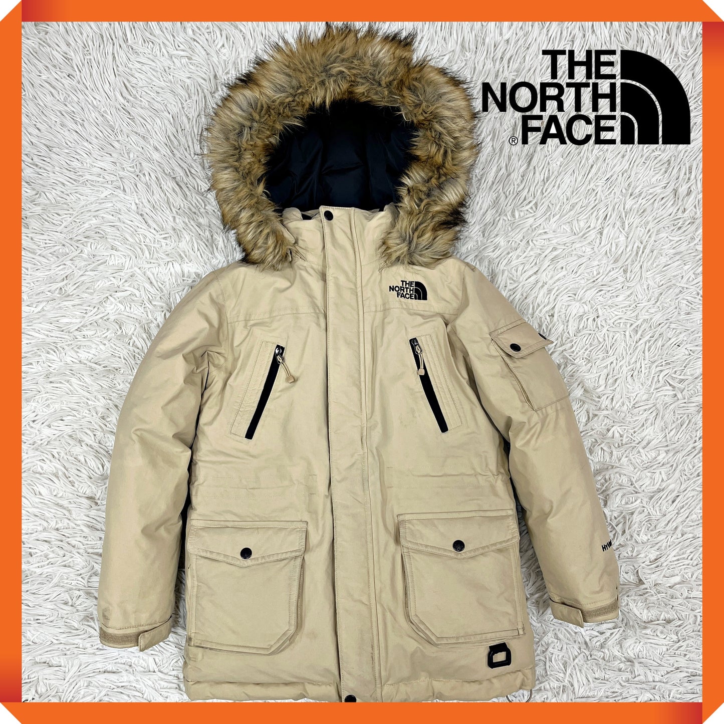 THE NORTH FACE ノースフェイス キッズ ダウンジャケット 120 ベージュ フェイクファーフード付き HyVent PROHEAT 保温 防寒 アウター #64