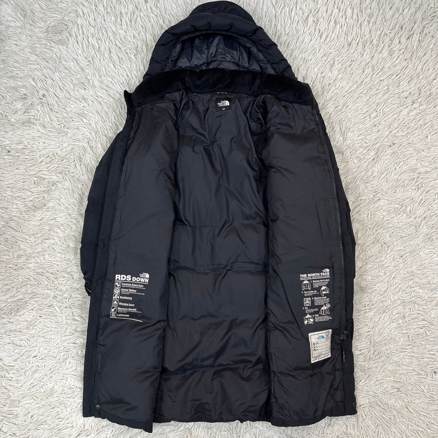 THE NORTH FACE ロングダウンコート ブラック キッズ140 RDSダウン ベンチコート ノースフェイス 子供用 防寒 アウター #70