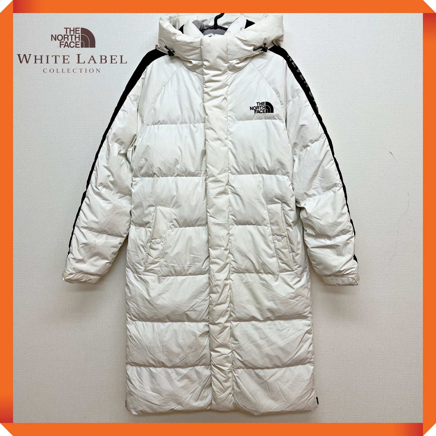 THE NORTH FACE（ザ・ノース・フェイス）WHITE LABEL ロングダウンコート メンズ M（95）ホワイト／ブラック 撥水 中綿コート #77