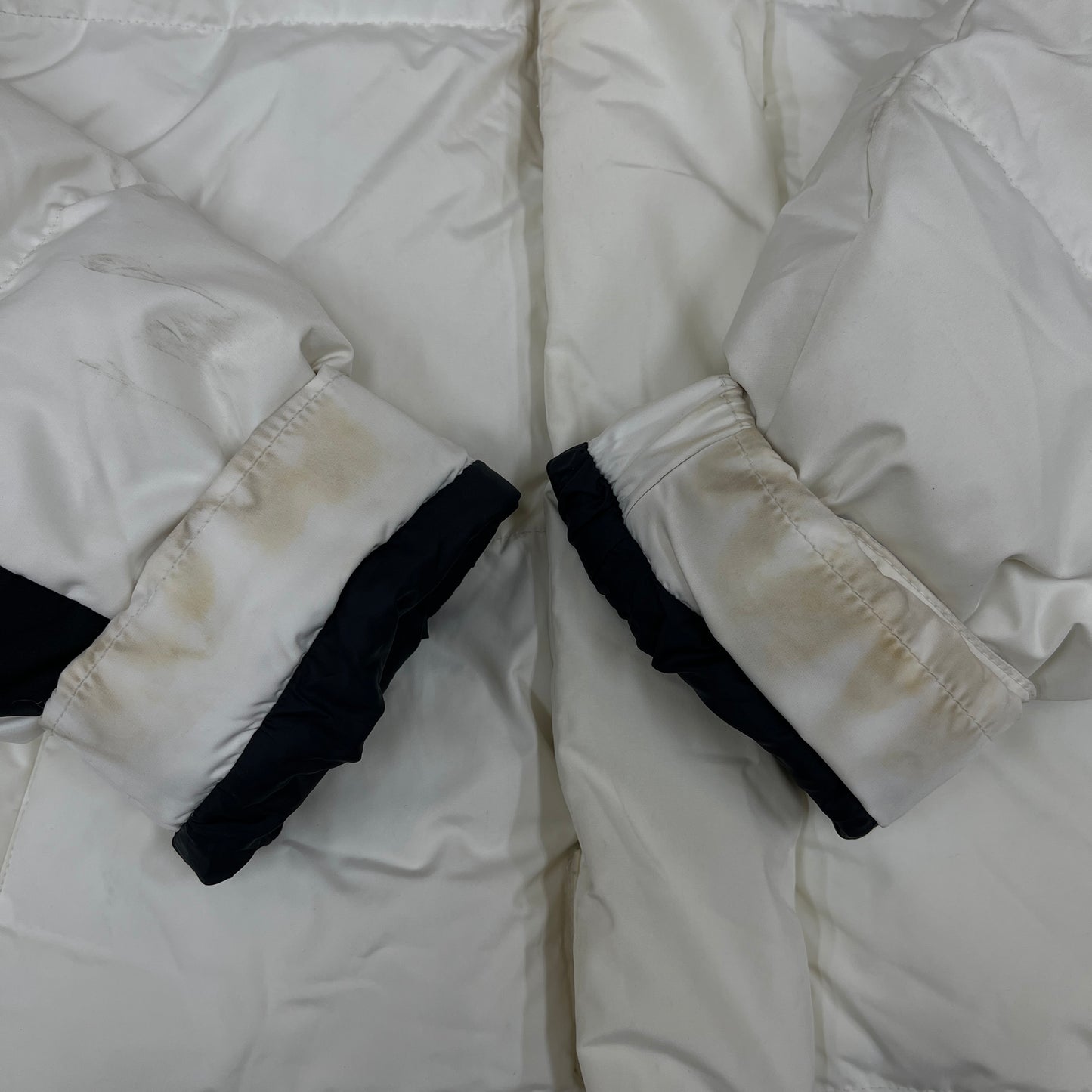 THE NORTH FACE（ザ・ノース・フェイス）WHITE LABEL ロングダウンコート メンズ M（95）ホワイト／ブラック 撥水 中綿コート #77