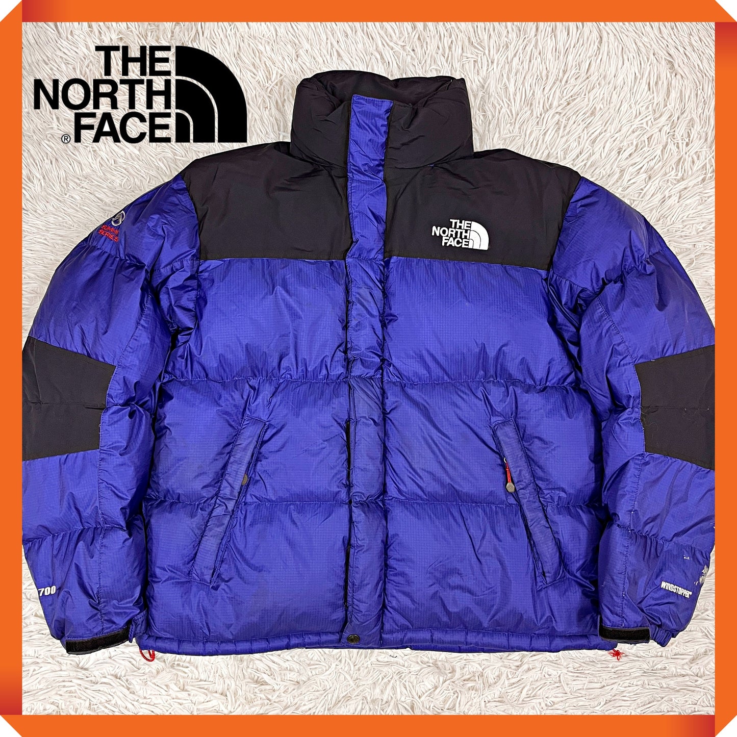 THE NORTH FACE SUMMIT SERIES ダウンジャケット 700フィル ブルー×ブラック メンズ 100(L) WINDSTOPPER ノースフェイス サミットシリーズ #80