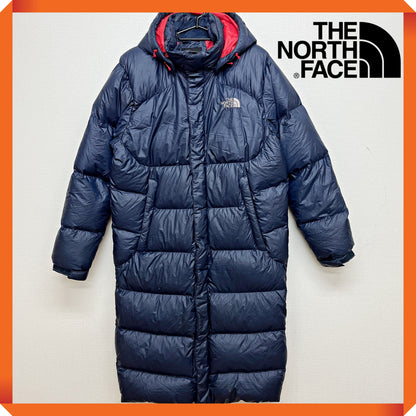 THE NORTH FACE 韓国限定 ロングダウンジャケット ネイビー×レッド メンズ95(M) フード取外し可 ノースフェイス ダウンコート #82