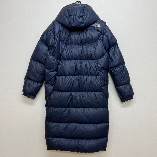 THE NORTH FACE 韓国限定 ロングダウンジャケット ネイビー×レッド メンズ95(M) フード取外し可 ノースフェイス ダウンコート #82