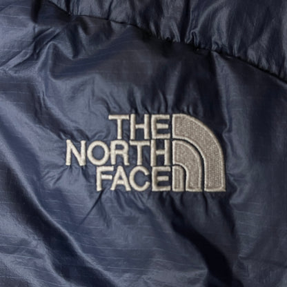 THE NORTH FACE 韓国限定 ロングダウンジャケット ネイビー×レッド メンズ95(M) フード取外し可 ノースフェイス ダウンコート #82