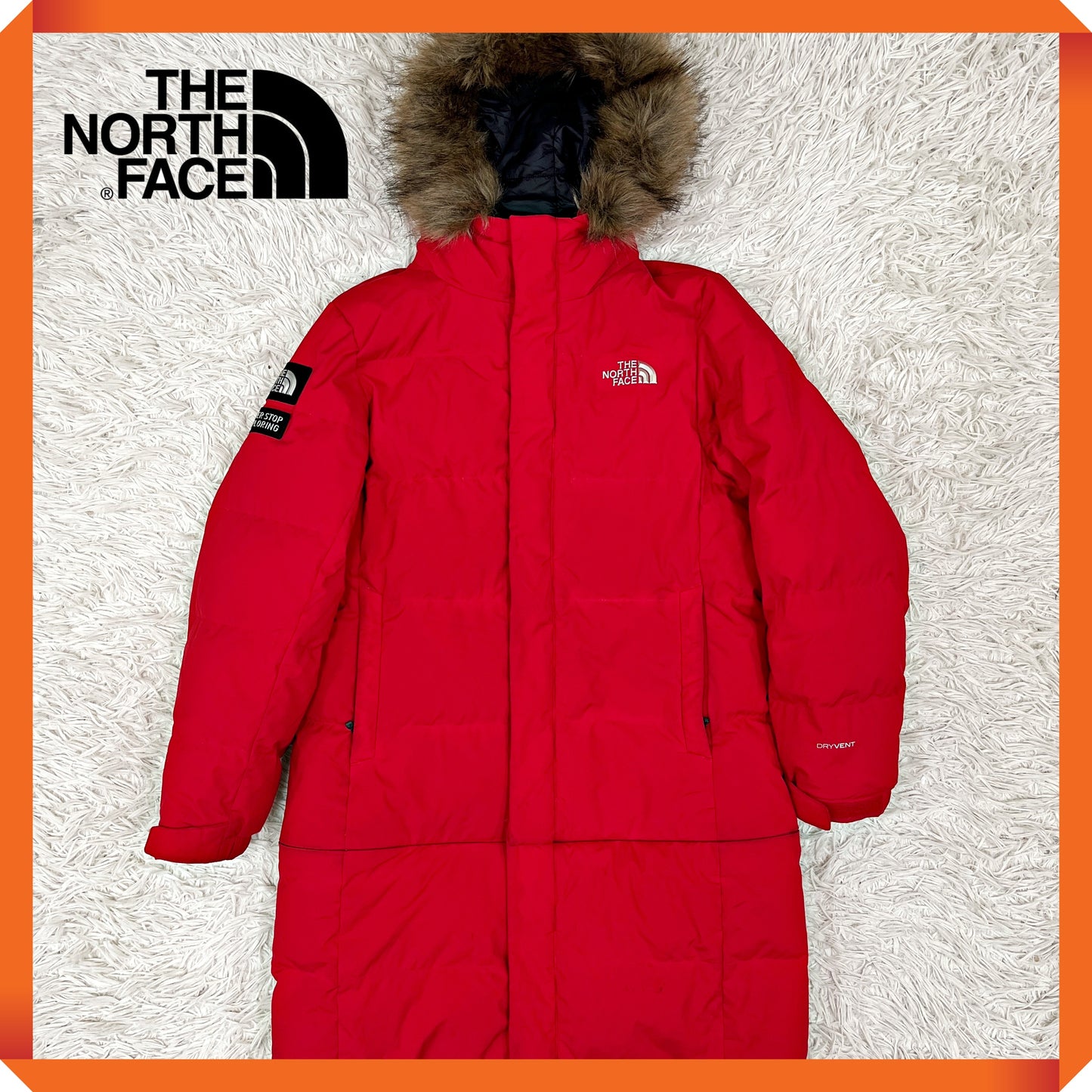 THE NORTH FACE キッズ160 2WAYロングダウンジャケット DRYVENT搭載 レッド ファー着脱可 韓国限定