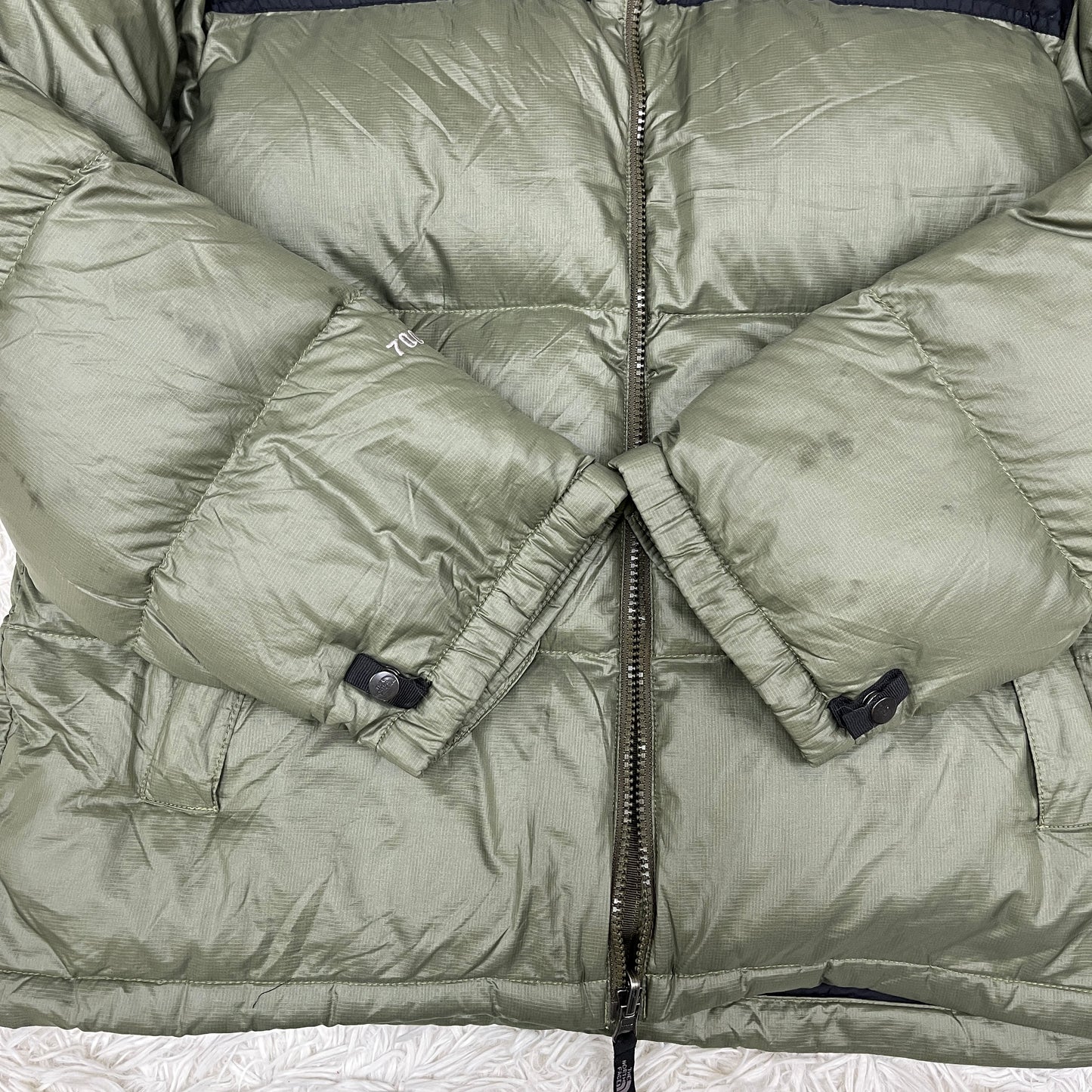 THE NORTH FACE ヌプシジャケット 700フィル ダウン メンズ Mサイズ（95）カーキ×ブラック #89