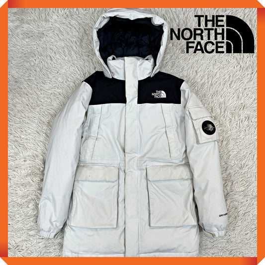 ノースフェイス THE NORTH FACE マクマード ダウンジャケット 160 キッズ ライトグレー×ブラック フード取外し可 DRYVENT #93