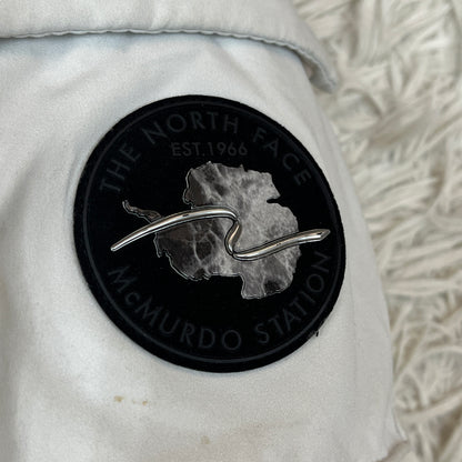 ノースフェイス THE NORTH FACE マクマード ダウンジャケット 160 キッズ ライトグレー×ブラック フード取外し可 DRYVENT #93