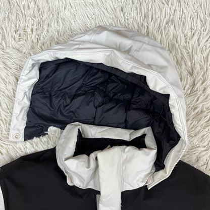 ノースフェイス THE NORTH FACE マクマード ダウンジャケット 160 キッズ ライトグレー×ブラック フード取外し可 DRYVENT #93