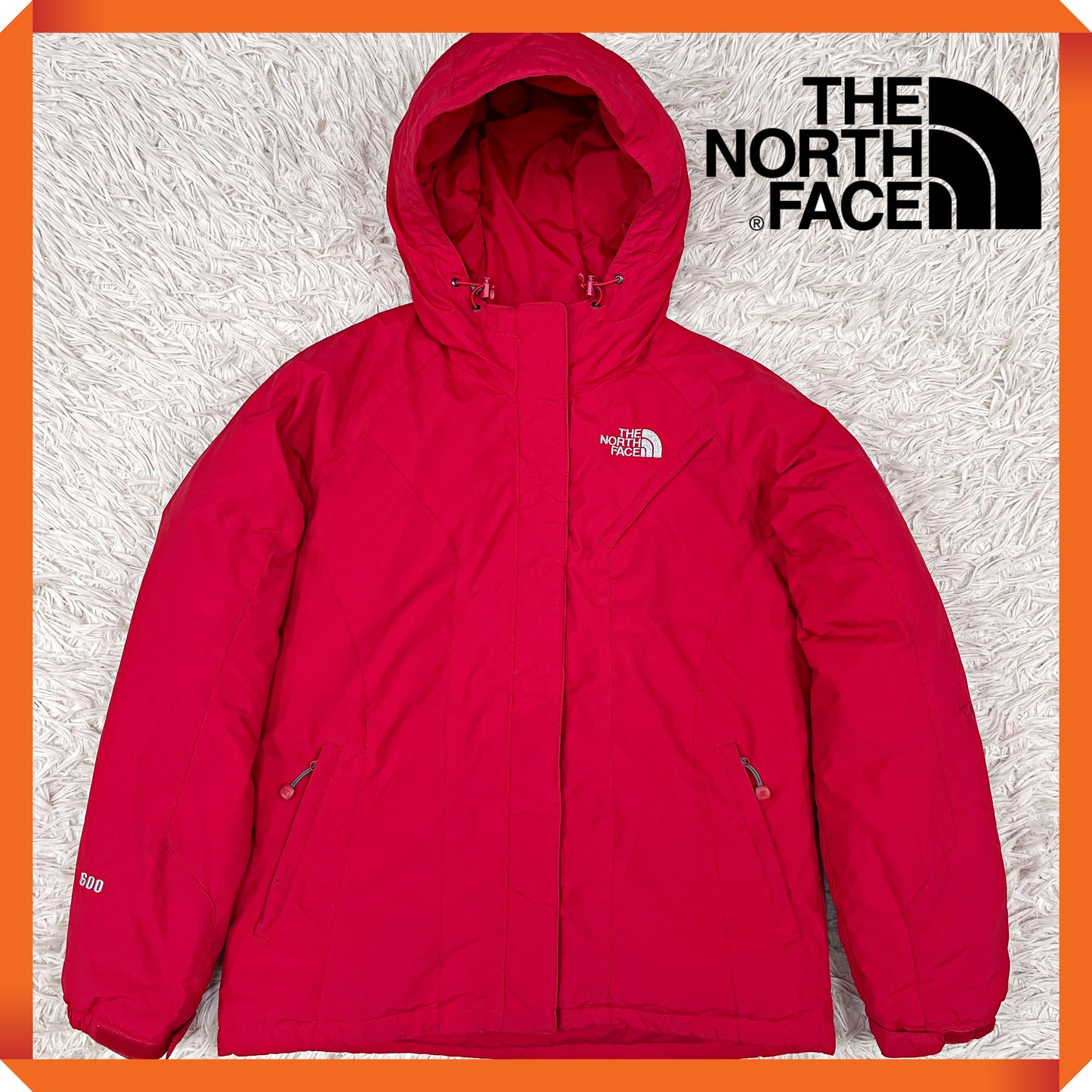 THE NORTH FACE｜レディース ダウンジャケット 600フィル｜90（L相当）レッド｜フード付き・防寒アウター #95