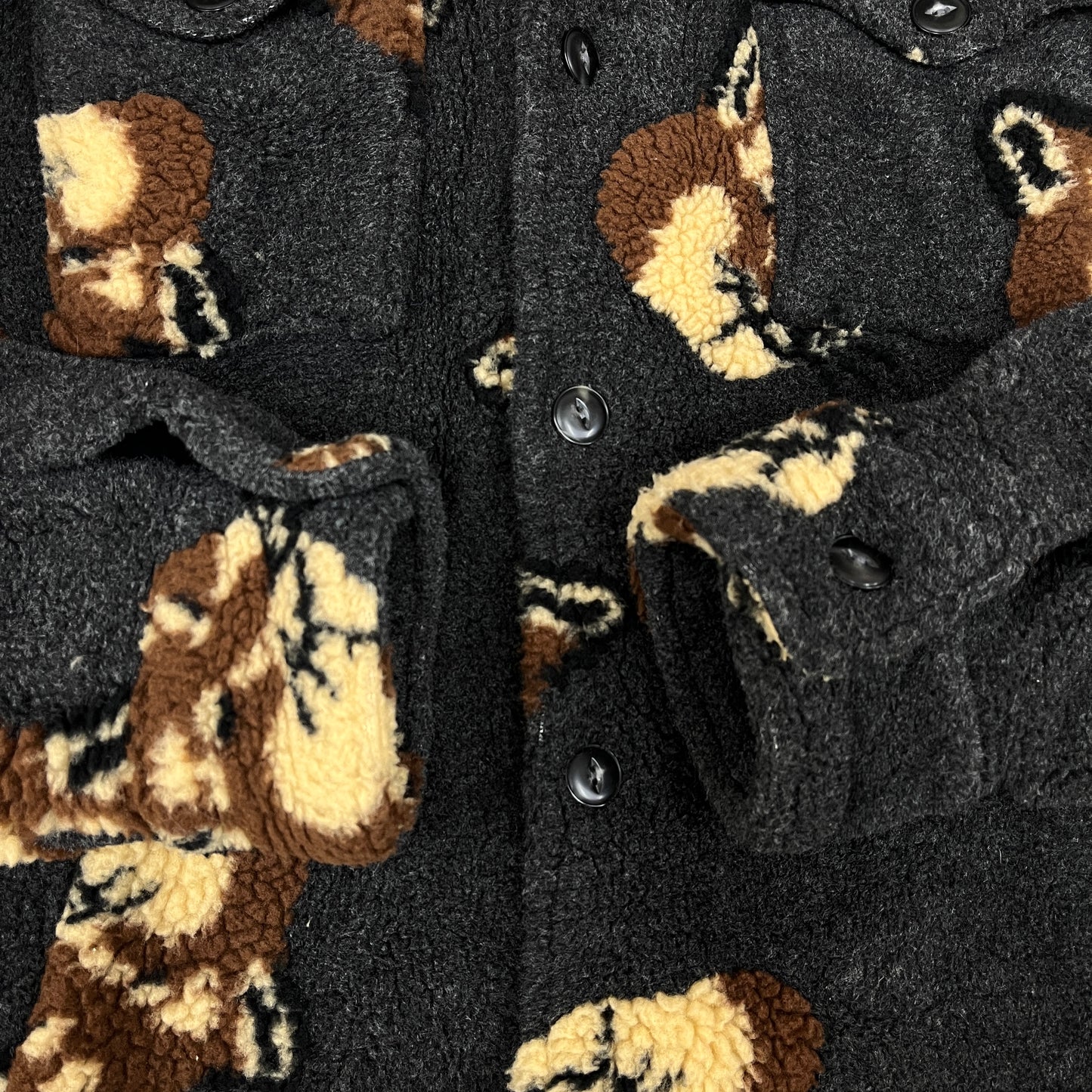 MAISON KITSUNÉ メゾンキツネ フリースジャケット グレー メンズM キツネ柄 ボアシャツジャケット #98