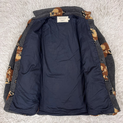 MAISON KITSUNÉ メゾンキツネ フリースジャケット グレー メンズM キツネ柄 ボアシャツジャケット #98