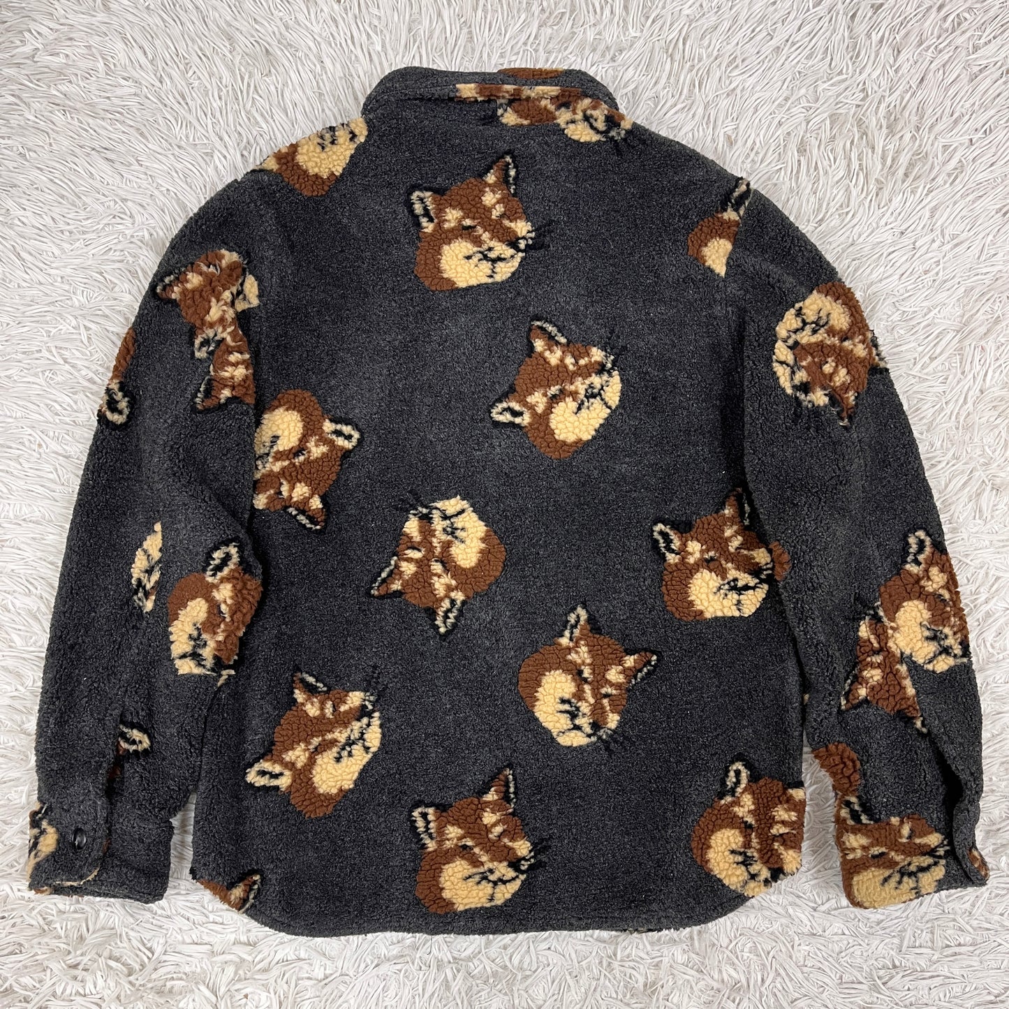 MAISON KITSUNÉ メゾンキツネ フリースジャケット グレー メンズM キツネ柄 ボアシャツジャケット #98