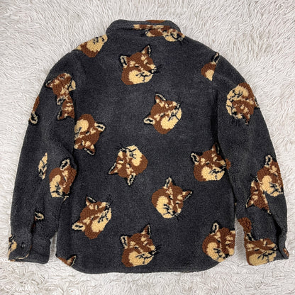 MAISON KITSUNÉ メゾンキツネ フリースジャケット グレー メンズM キツネ柄 ボアシャツジャケット #98