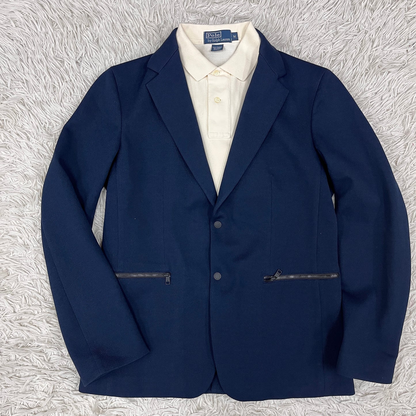 LANVIN SPORT（ランバン スポール）紺ブレジャケット メンズM ネイビー 2B ストレッチ 裏地切替 ポリエステル【2510-099】#99