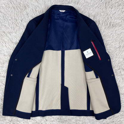 LANVIN SPORT（ランバン スポール）紺ブレジャケット メンズM ネイビー 2B ストレッチ 裏地切替 ポリエステル【2510-099】#99