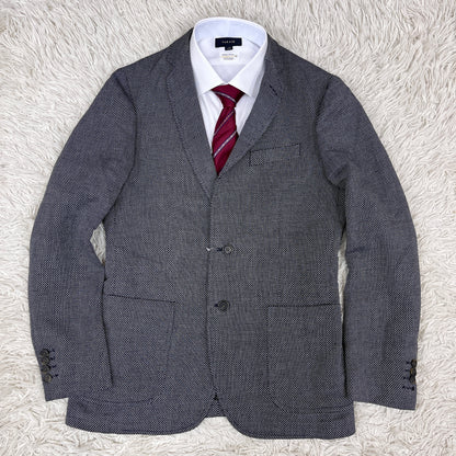 【新品】LACOSTE ラコステ ジャケット ハウンドトゥース柄 白×紺 メンズM（FR48）高級テーラード #100