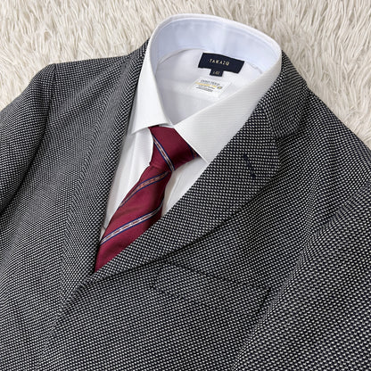 【新品】LACOSTE ラコステ ジャケット ハウンドトゥース柄 白×紺 メンズM（FR48）高級テーラード #100