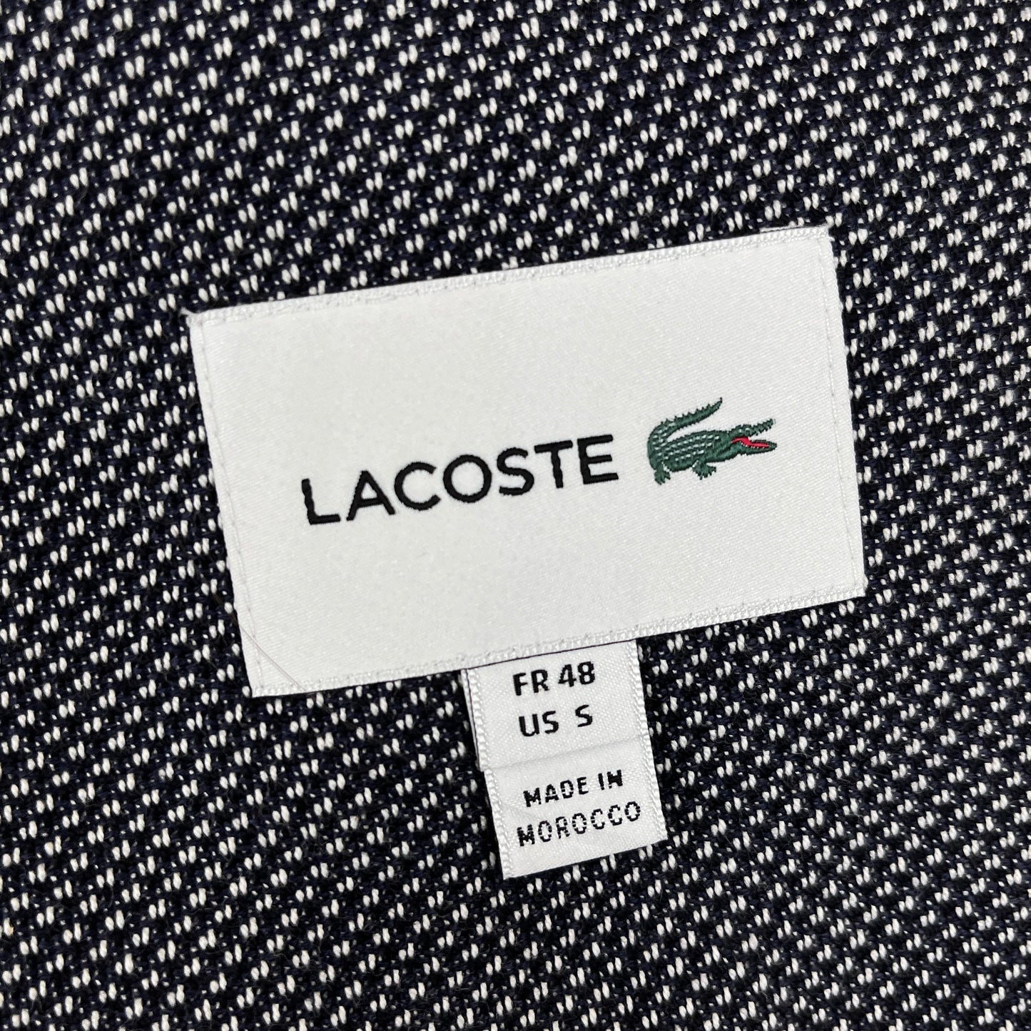 【新品】LACOSTE ラコステ ジャケット ハウンドトゥース柄 白×紺 メンズM（FR48）高級テーラード #100
