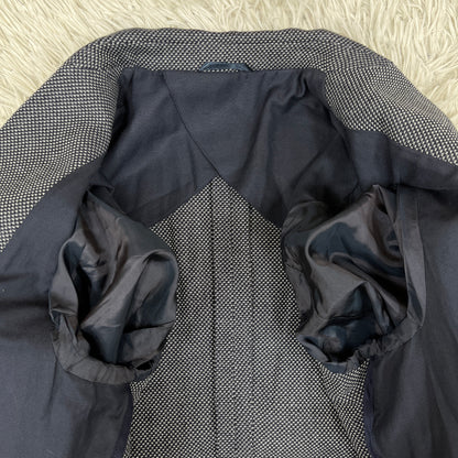 【新品】LACOSTE ラコステ ジャケット ハウンドトゥース柄 白×紺 メンズM（FR48）高級テーラード #100