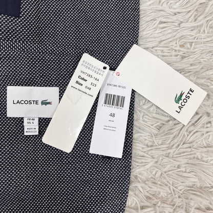 【新品】LACOSTE ラコステ ジャケット ハウンドトゥース柄 白×紺 メンズM（FR48）高級テーラード #100