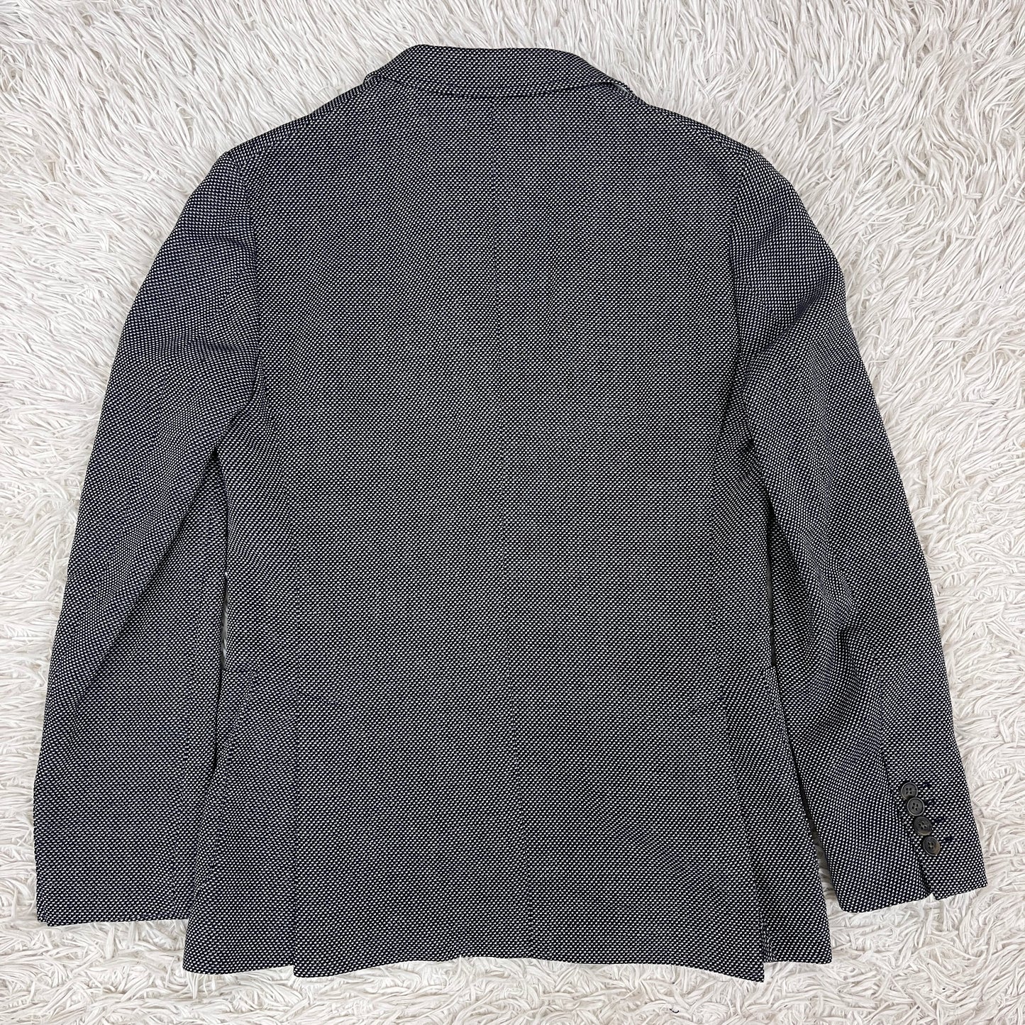 【新品】LACOSTE ラコステ ジャケット ハウンドトゥース柄 白×紺 メンズM（FR48）高級テーラード #100