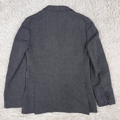 【新品】LACOSTE ラコステ ジャケット ハウンドトゥース柄 白×紺 メンズM（FR48）高級テーラード #100