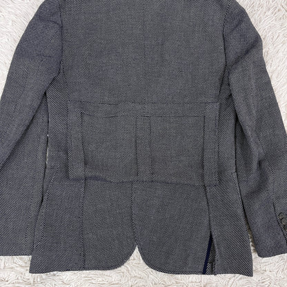 【新品】LACOSTE ラコステ ジャケット ハウンドトゥース柄 白×紺 メンズM（FR48）高級テーラード #100