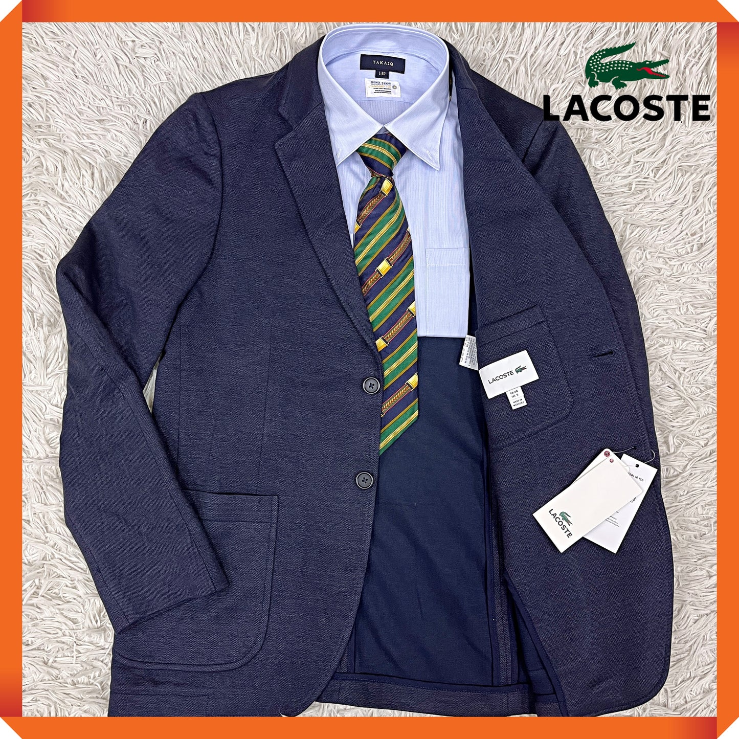 LACOSTE（ラコステ）ネイビージャケット メンズM相当（FR48）新品 高品質ストレッチ素材 #101