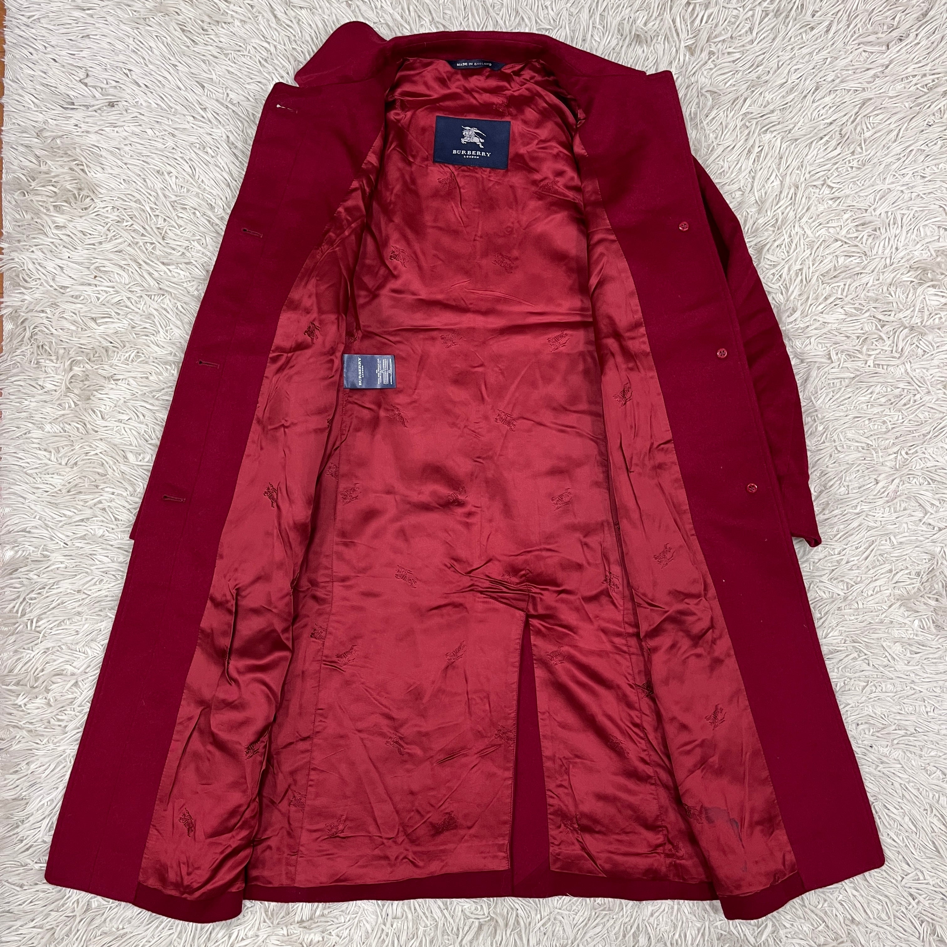 BURBERRY（バーバリー）ウールロングコート レッド レディースM相当