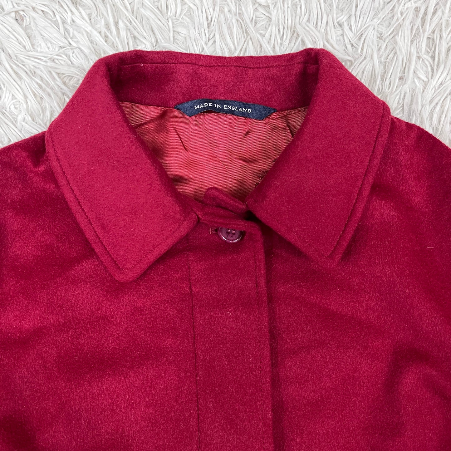 BURBERRY（バーバリー）ウールロングコート レッド レディースM相当 MADE IN ENGLAND #102