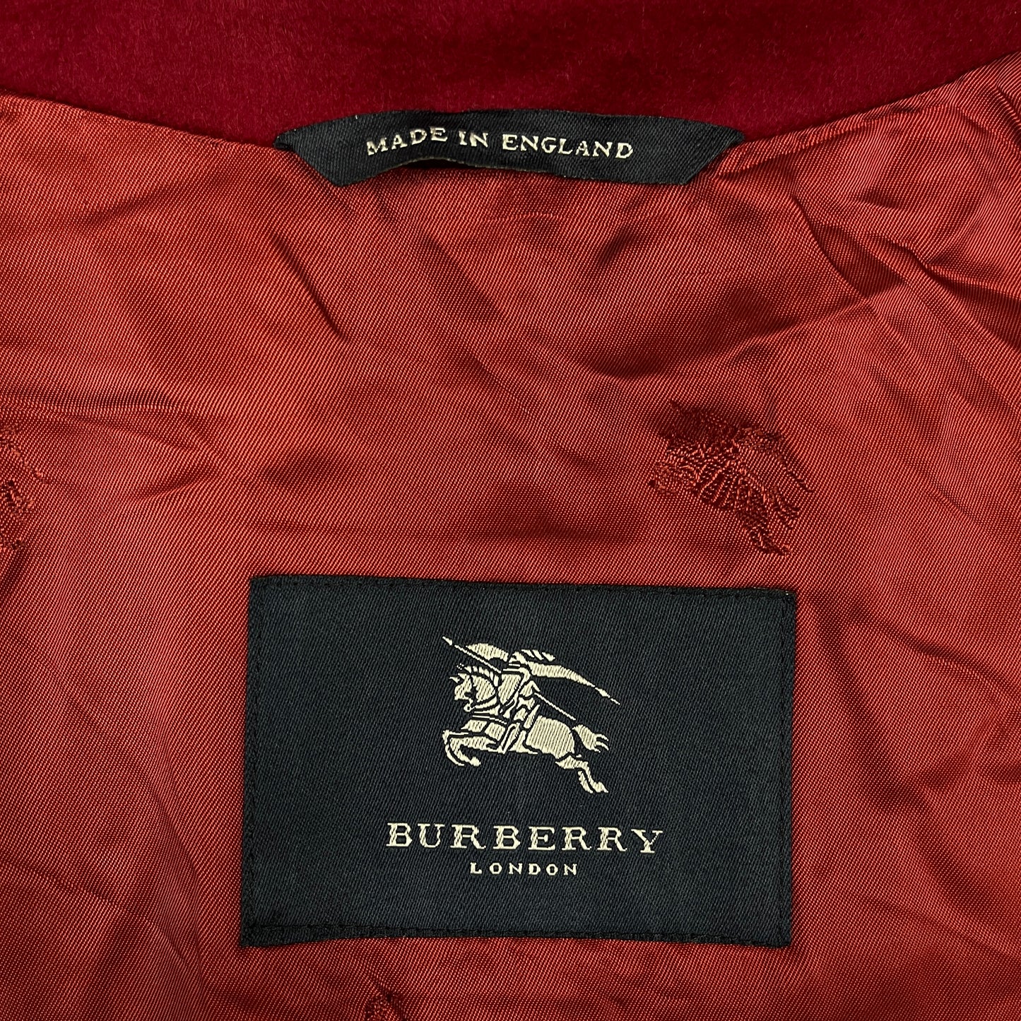 BURBERRY（バーバリー）ウールロングコート レッド レディースM相当 MADE IN ENGLAND #102