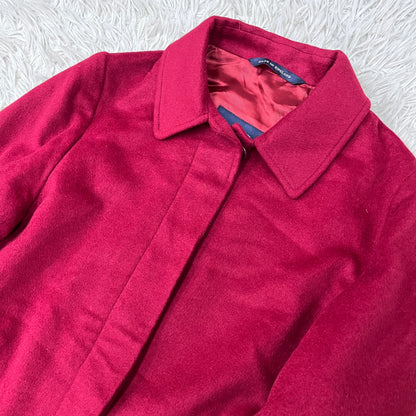 BURBERRY（バーバリー）ウールロングコート レッド レディースM相当 MADE IN ENGLAND #102