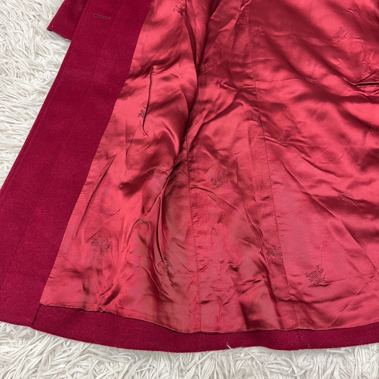 BURBERRY（バーバリー）ウールロングコート レッド レディースM相当 MADE IN ENGLAND #102