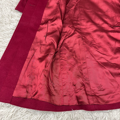 BURBERRY（バーバリー）ウールロングコート レッド レディースM相当 MADE IN ENGLAND #102
