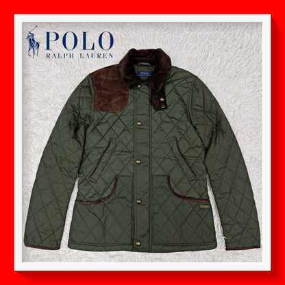 POLO RALPH LAUREN｜キルティングジャケット コーデュロイレザーパッチ付き メンズS #104