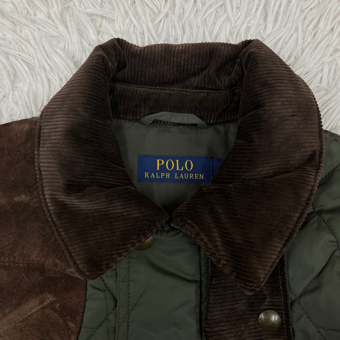 POLO RALPH LAUREN｜キルティングジャケット コーデュロイレザーパッチ付き メンズS #104