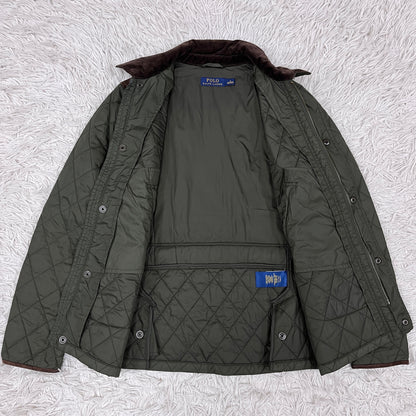 POLO RALPH LAUREN｜キルティングジャケット コーデュロイレザーパッチ付き メンズS #104