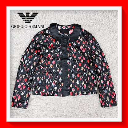 GIORGIO ARMANI ジョルジオ アルマーニ 花柄 レザー ジャケット レディース M #105