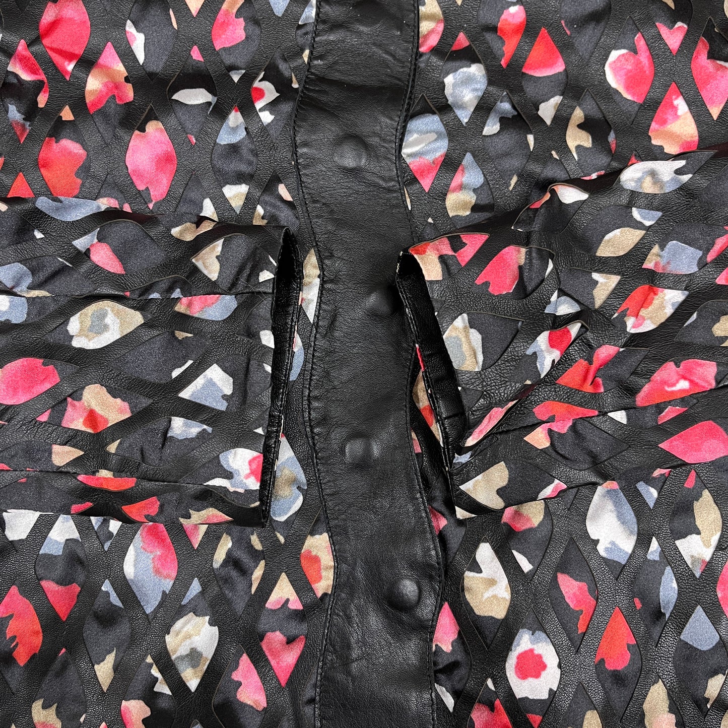 GIORGIO ARMANI ジョルジオ アルマーニ 花柄 レザー ジャケット レディース M #105