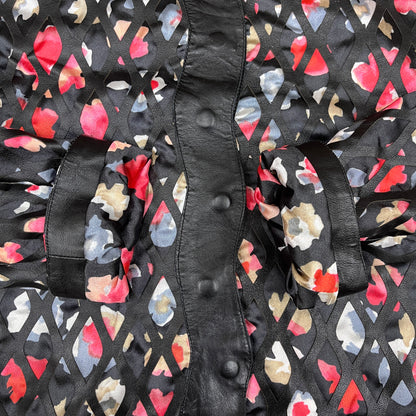 GIORGIO ARMANI ジョルジオ アルマーニ 花柄 レザー ジャケット レディース M #105