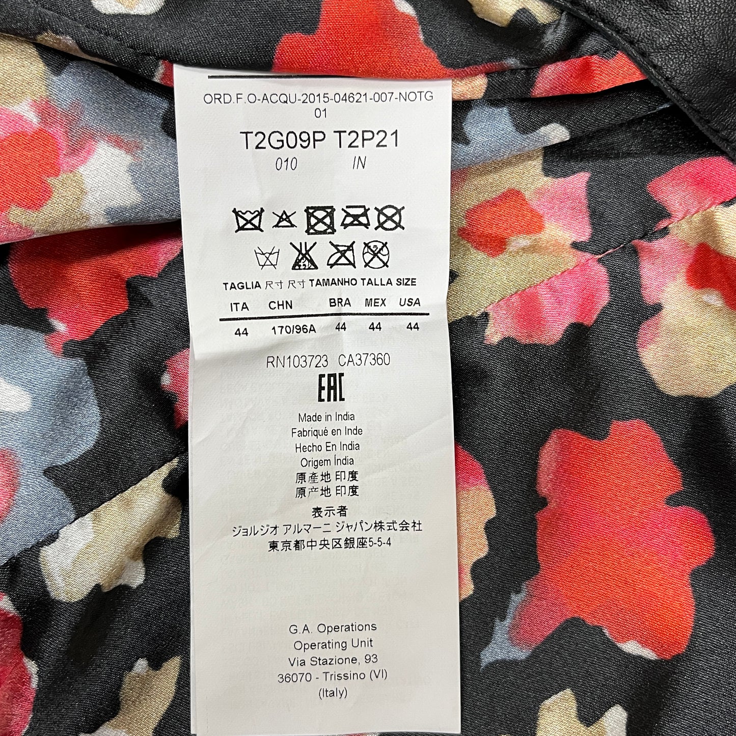 GIORGIO ARMANI ジョルジオ アルマーニ 花柄 レザー ジャケット レディース M #105