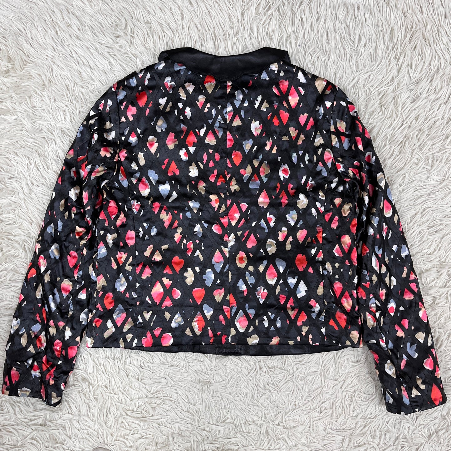 GIORGIO ARMANI ジョルジオ アルマーニ 花柄 レザー ジャケット レディース M #105